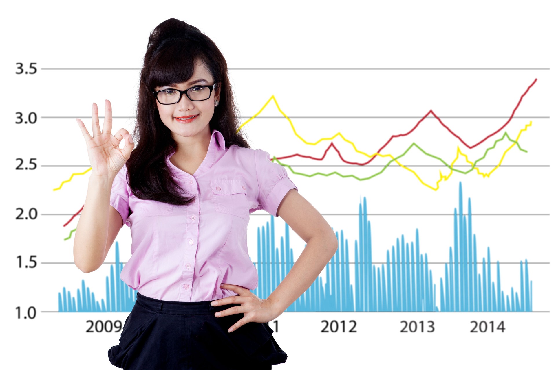 Successful businesswoman with business graph 1